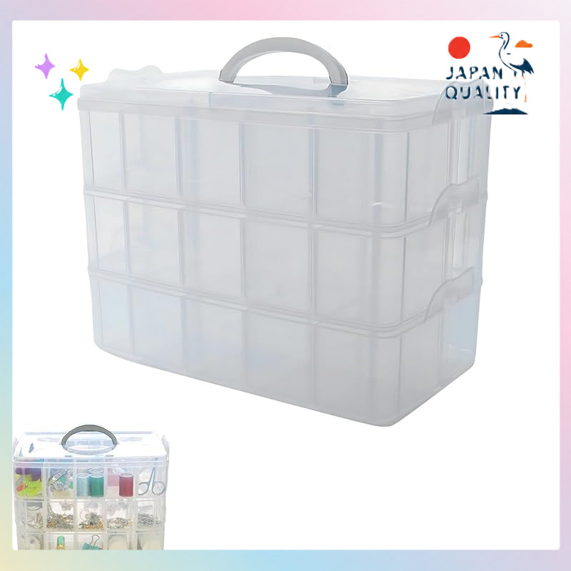HAPPY SUGAR Beyblade Clear Plastic 30-Compartment Portable Parts Estojo Organizador com Dividers e Handle (Translucent)
