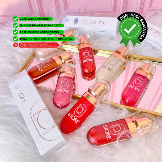Gloss com a sua logo -  Luxury Personalizado - mimo Sofisticado - COM CAIXA PERSONALIZADA - PRATA, DOURADO OU ROSA