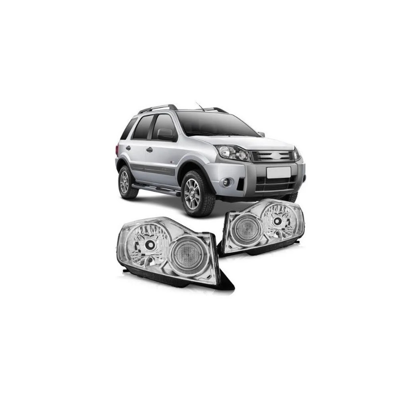 Farol Ecosport Foco Simples Máscara Cromada Cromado 2008 2009 2010 2011 2012