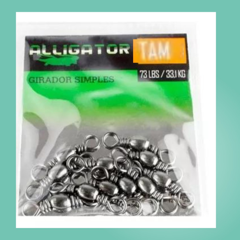 Kit 02 Girador Simples Alligator Pesca Brasil - Black Niquel