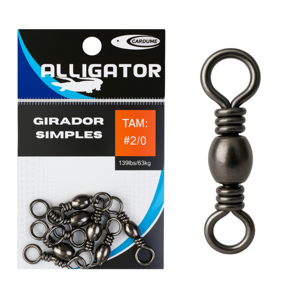 Girador Simples Black Nickel Pesca Destorcedor Aligator Aço Inox Tamanhos E Quantidades Variados