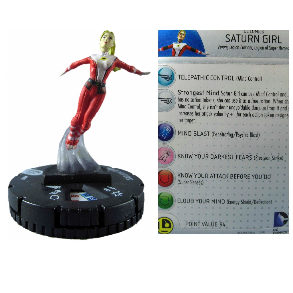 Miniatura Heroclix Saturn Girl 002 com card Legion of Super Heroes