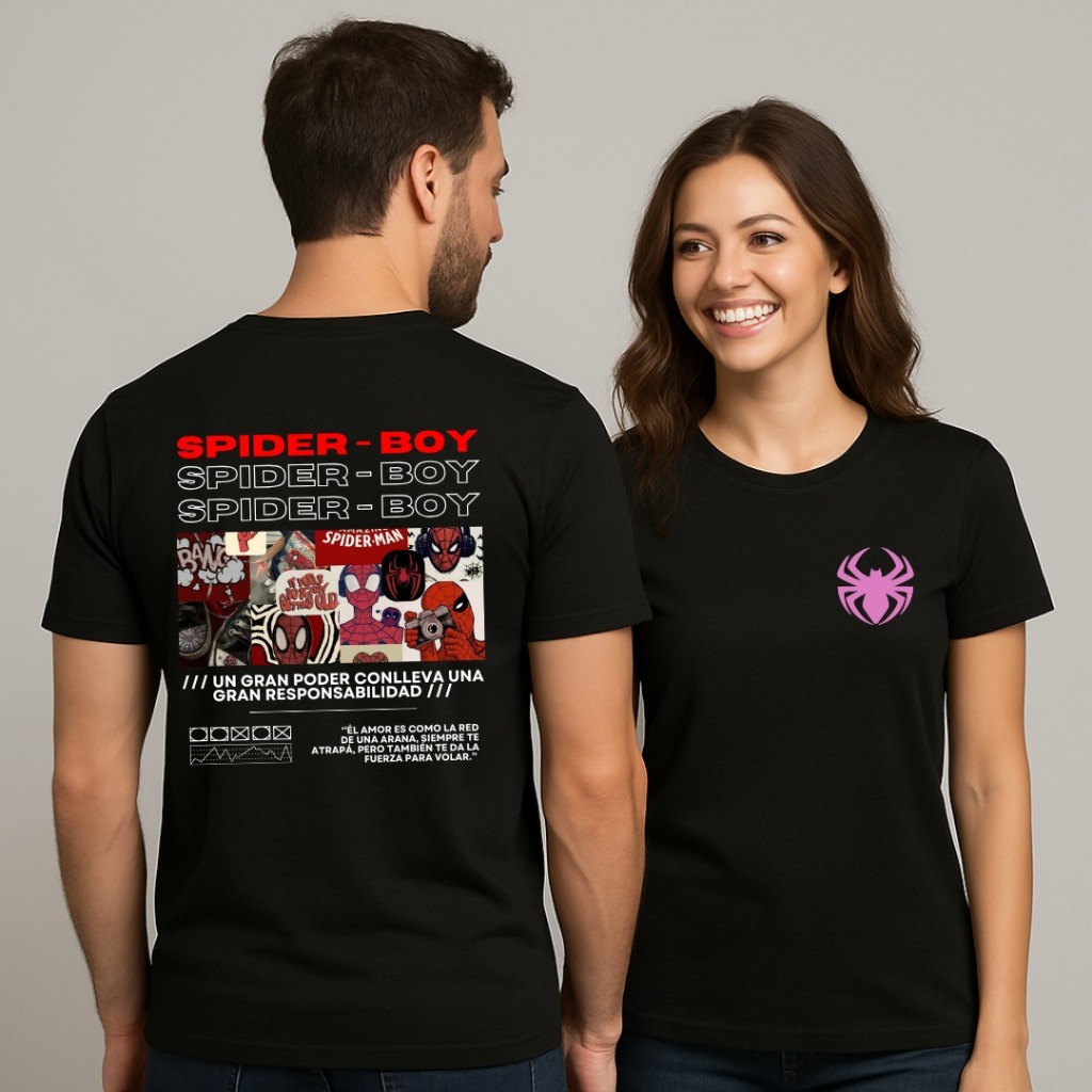 Camiseta camisa Blusa T-shirt Spider Boy Spider Girl personalizada Casal