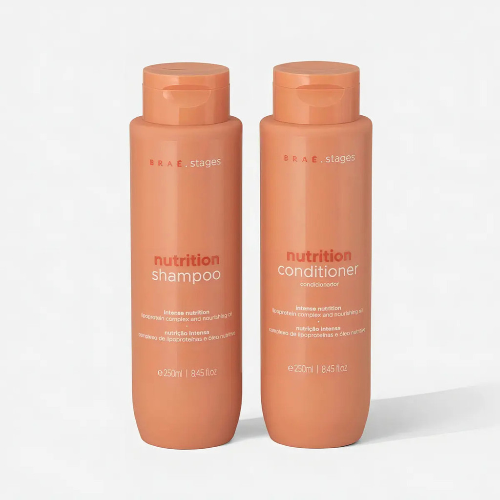 Kit Shampoo e Condicionador Braé Stages Nutrition 250ml Nutrição Hidratação Cabelos Secos