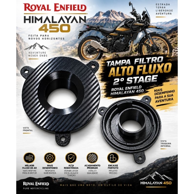 Tampa Filtro Himalayan 450 Royal Enfield 2 Stage Filtro Alto Fluxo