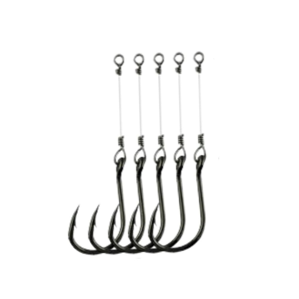 Anzol Encastoado Empatado Chinu Black N 9 Com Cabo Fio De Aço Rígido Simples Ref 425 Pesca Pesqueiro