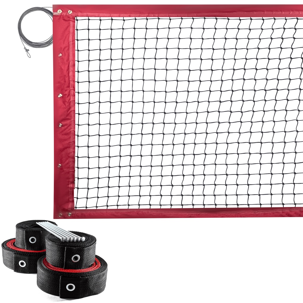 Kit beach tennis duplas/simples com marcação Evo Sports vermelha/preto 8,5 metros