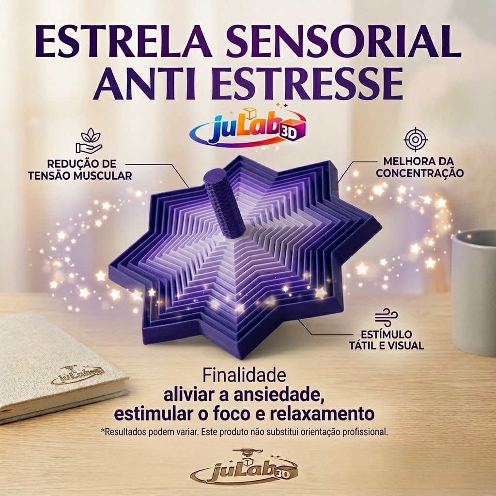 Estrela Sensorial Fidget 3D – Anti Estresse e Relaxamento