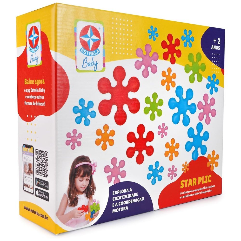 Brinquedo Caixa Encaixa Bloco De Montar Jogo Star Plic Estrela Baby