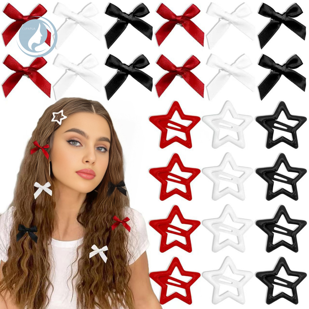 Hair Clips for Short Clip Set 10/24 Pcs Girl Hairpins Bowknot Satin Star Shape Pins for Long Curly Braided Accessories f