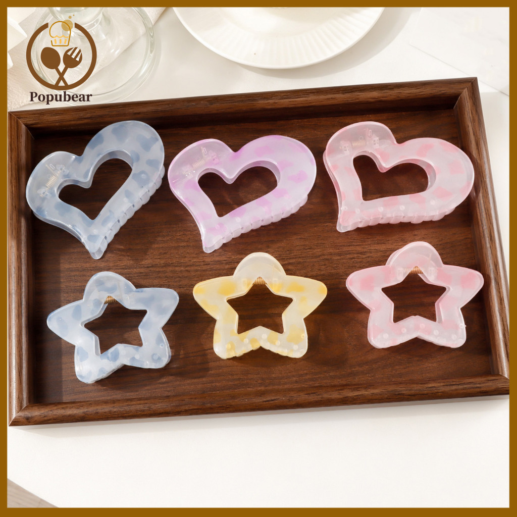 Effortless Hair Grips for Travel Heart and Star Shape Claw Clips for Women – Non-slip Accessories Stylish Styling for