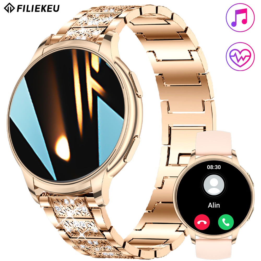 FILIEKEU Relógio Feminino Com Estilo SmartWatch Ladies Diamond Strap Bluetooth Chamada À Prova D'água Para Mulher