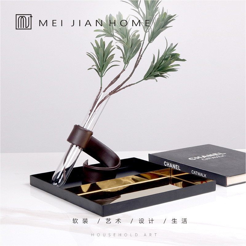 Simple modern creative glass vase ornament for model rooms, sales offices, living rooms, dining rooms, and tray decorati