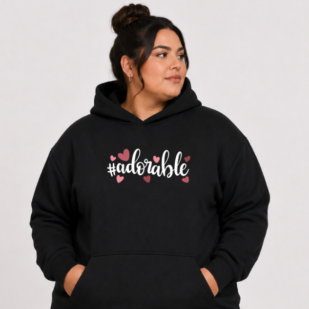 Moletom Feminino Plus Size Adorable Blusa de Frio Flanelado Quentinho Canguru P ao G5