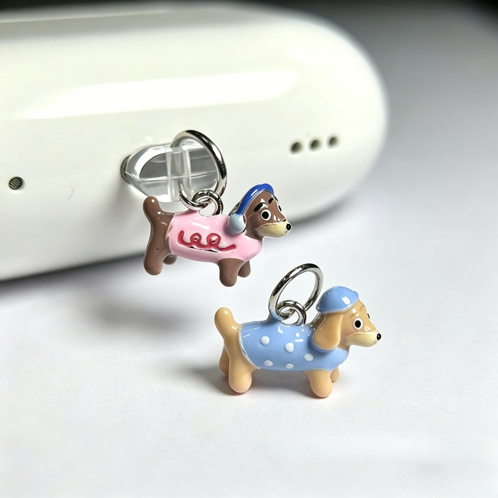 DIY 3D Liga Óleo-Gotejamento Dos Desenhos Animados Salsicha Cão Telefone Poeira plug Acessórios Decoração Pendurado Ping