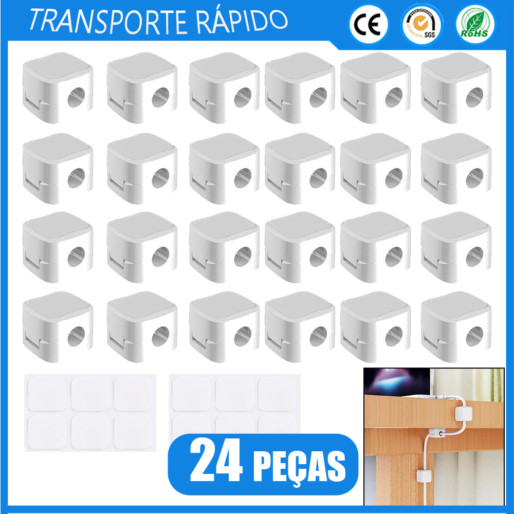 24x Gestor de cabos magnético branco Suporte de clipes para cabos Organizador de clipes para fichas e cabos