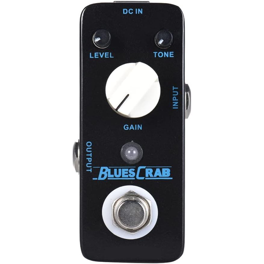 Pedal de Overdrive Blues Crab – Blues Vintage e Rock |   True Bypass |   Controle de EQ de 3 Bandas (GAIN/TONE/LEVEL) |