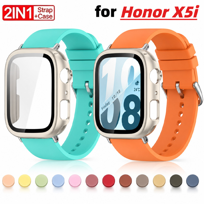 Pulseira 2 Em 1 + Capa De Silicone Com De Vidro Para Honor X5i Substituição Esportiva Watch X5i