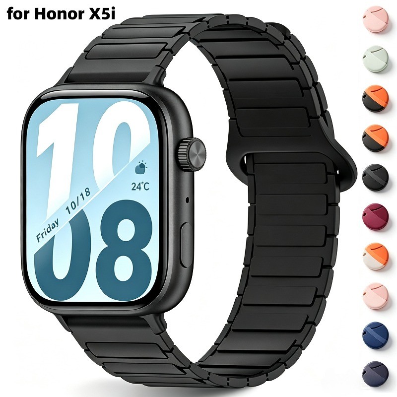 Pulseira De Silicone Magnética Para Honor Watch X5i Macio Esporte Respirável Substituição Acessórios