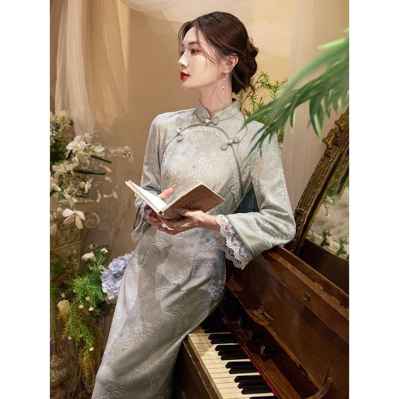 Elegant as ever | Young lady style cheongsam with large sleeves, new autumn 2026 model, suitable for daily wear, improve