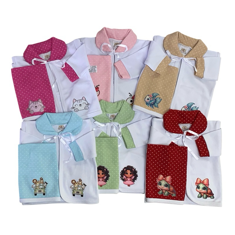 Conjunto Pagão Bebê 4pç suedine 100% algodão com toalha de boca