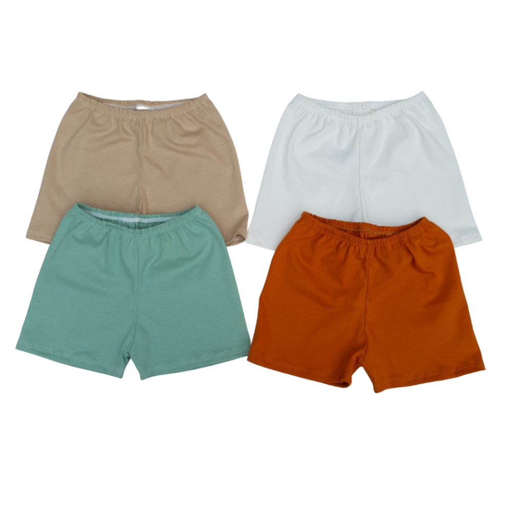 4pç Kit Short Bebe Short infantil Algodão P M G GG 1 2