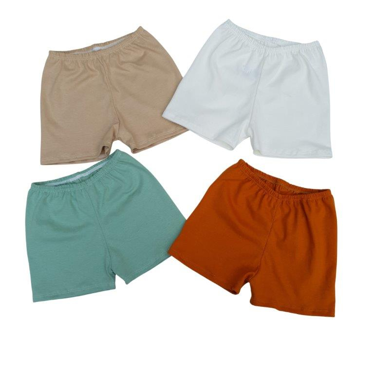 Kit 4pç Short Infantil Short Bebê P M G GG 1 2 3 4