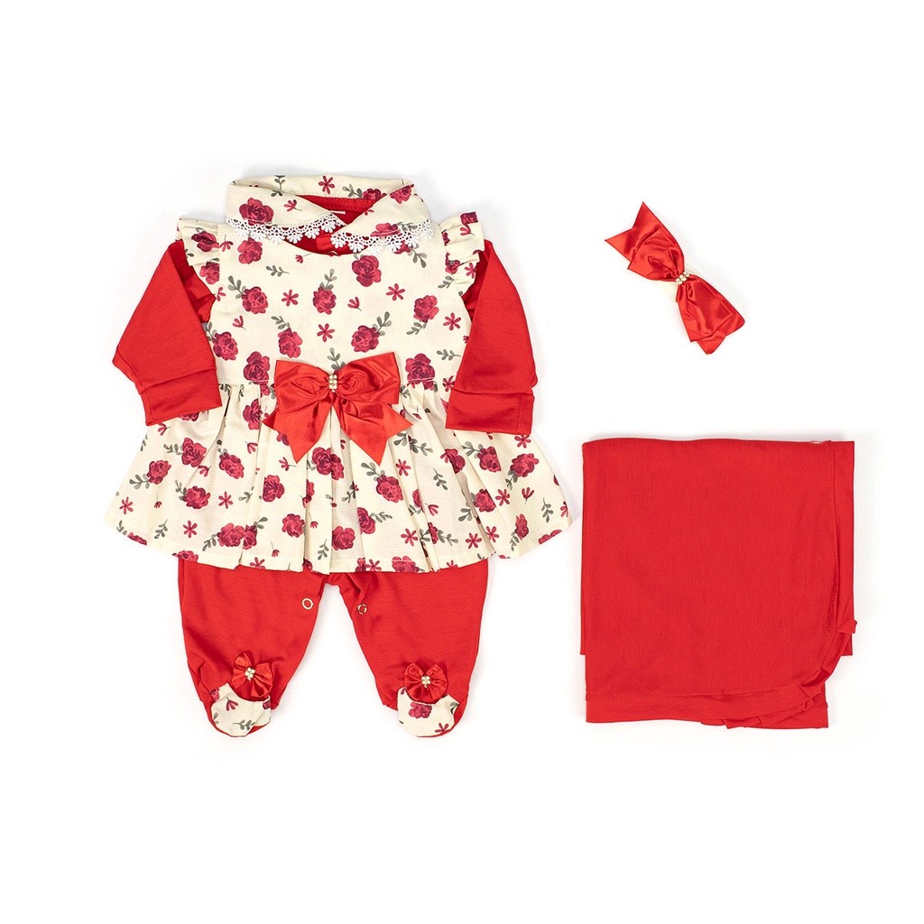 Saida de maternidade Bela vermelha - floral 4pçs