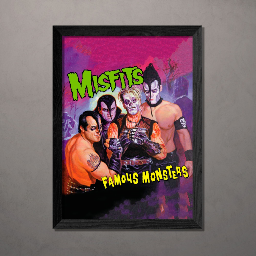 Quadro Decorativo Misfits Famous Monsters A4 Vidro Premium