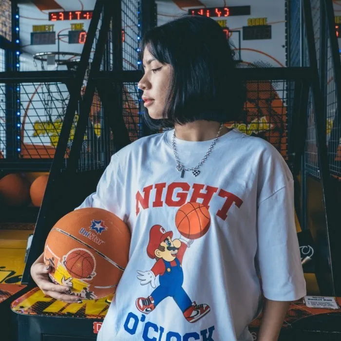Camiseta Basica e OVERSIZED New Night O Clock Super Mario Graphic Street Unissex