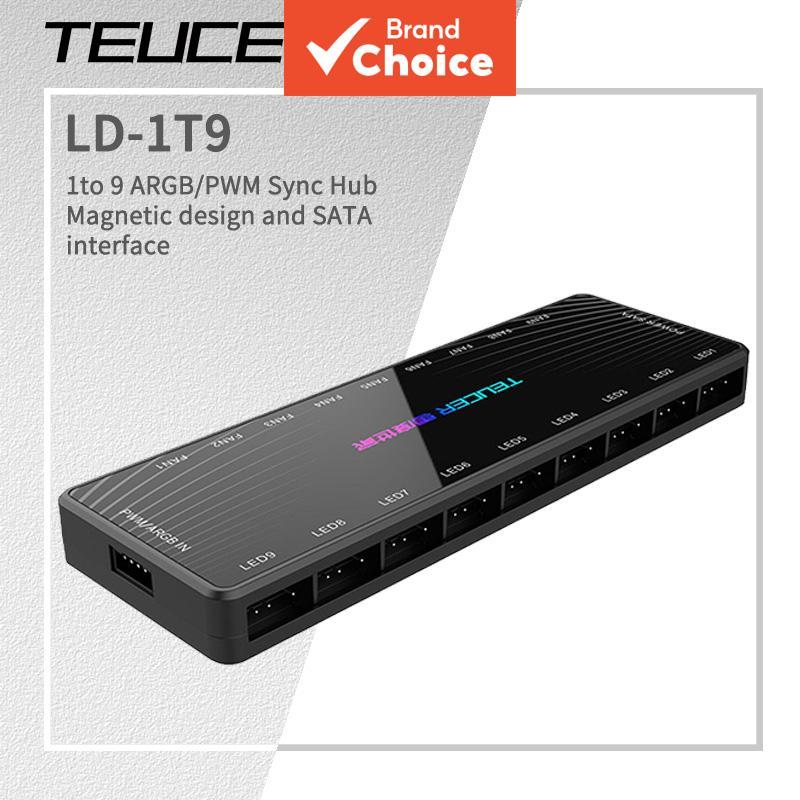 TEUCER 1 A 9 PWM ARGB Ventilador Hub 4Pin 3Pin 5V Controlador RGB Endereçável SATA Alimentado PC Caso Divisor De Refrige