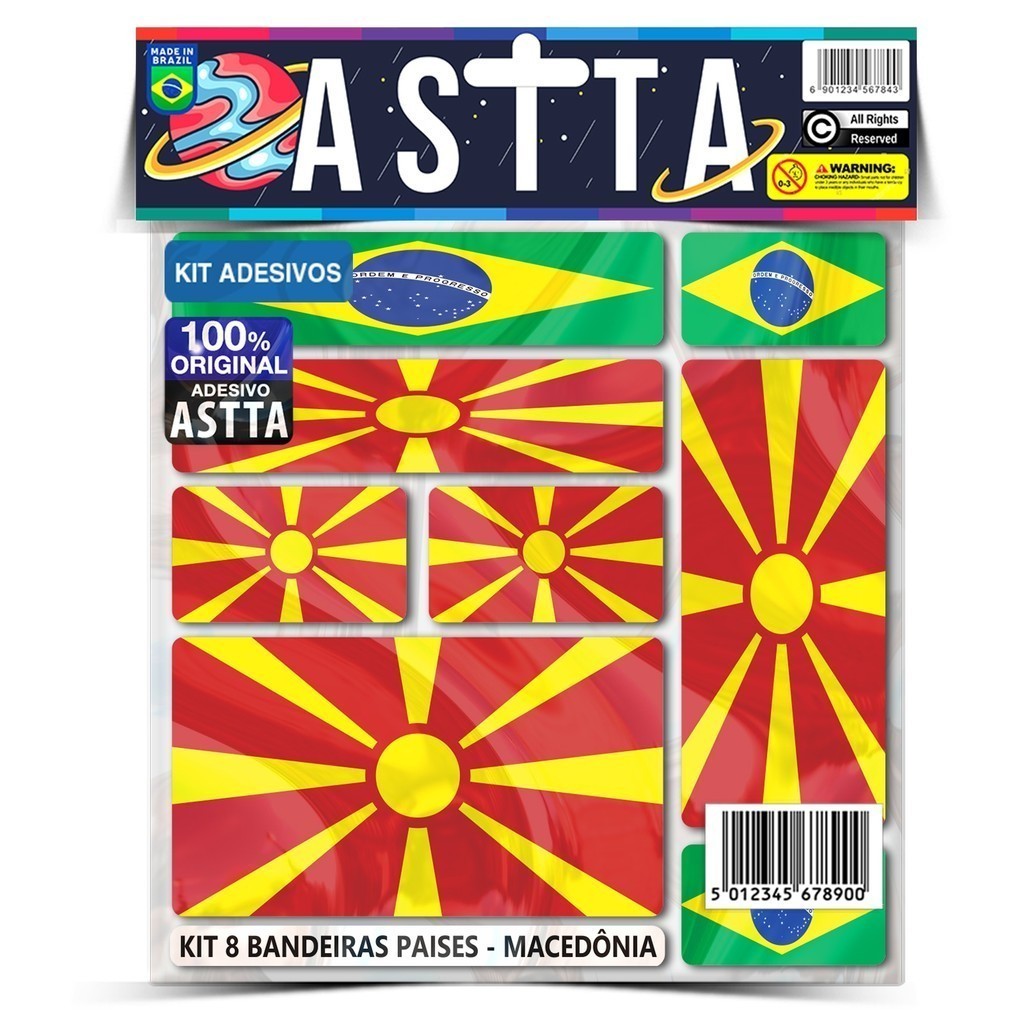 Kit 8 Bandeiras Países Envernizado Macedônia Emblema Adesivo de Alta Qualidade para Carro e Motos