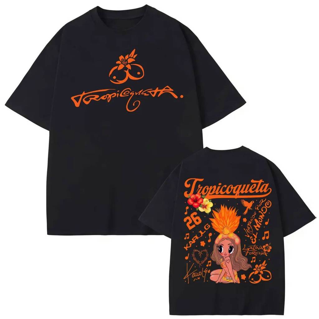 Singer Karol G Tropicoqueta Tour 2026 Graphic T Shirts High Quality Fashion Oversized T-shirt Men Women Casual