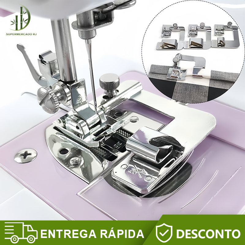 OVERLOCK PRESSE CALCADOR PARA FAZER BAINHA ENROLADA ESTREITA,MÉDIA OU LARGA 12,19,25MM