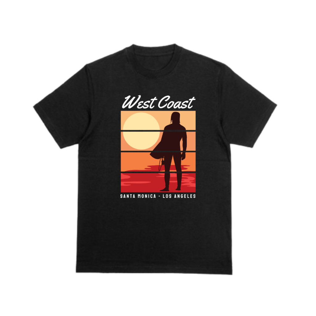 Camiseta West Coast – Sunset Santa Monica Surf Style