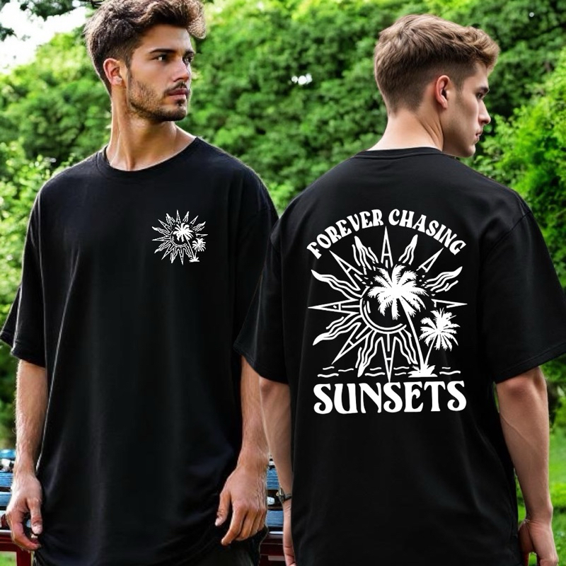 Blusa Masculina Algodão Premium Streetwear oversized Unissex Blusao Moda Verao Roupa Praia Férias Sunsets