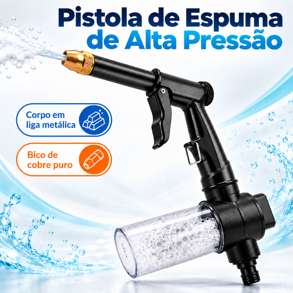 High-Pressure Spray Nozzle for Car, Motorcycle, and Garden Irrigation with Foam Reservoir