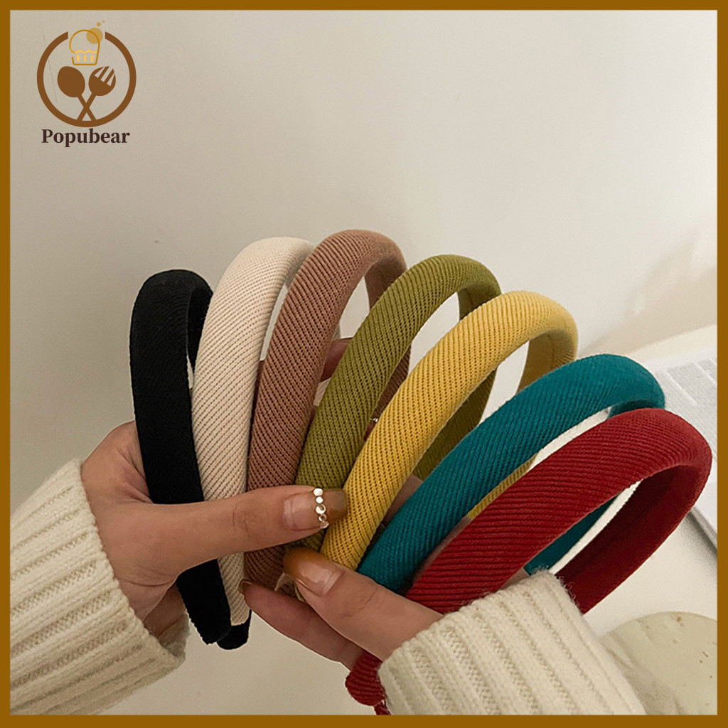 No Pressure Headband Candy Color Soft Sponge Hair Hoop High Elasticity Corduroy Thickened Hairband Comfortable Face Wrap