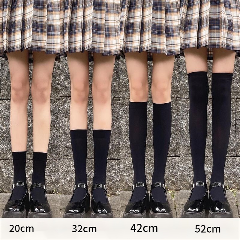 Jk Over The Knee Pressure Students High School Meias Longas De Panturrilha Veludo Preto Lolita Leite Branco/Cor Sortida
