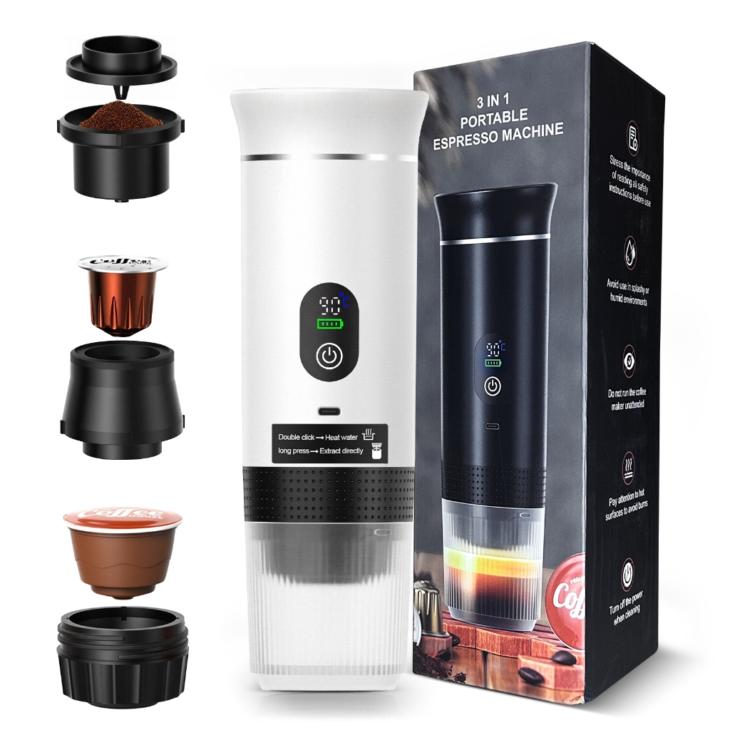 【Frete Rápido】3-in-1 Portable Coffee Machine with High Pressure Extraction, Supports Capsules and Powder