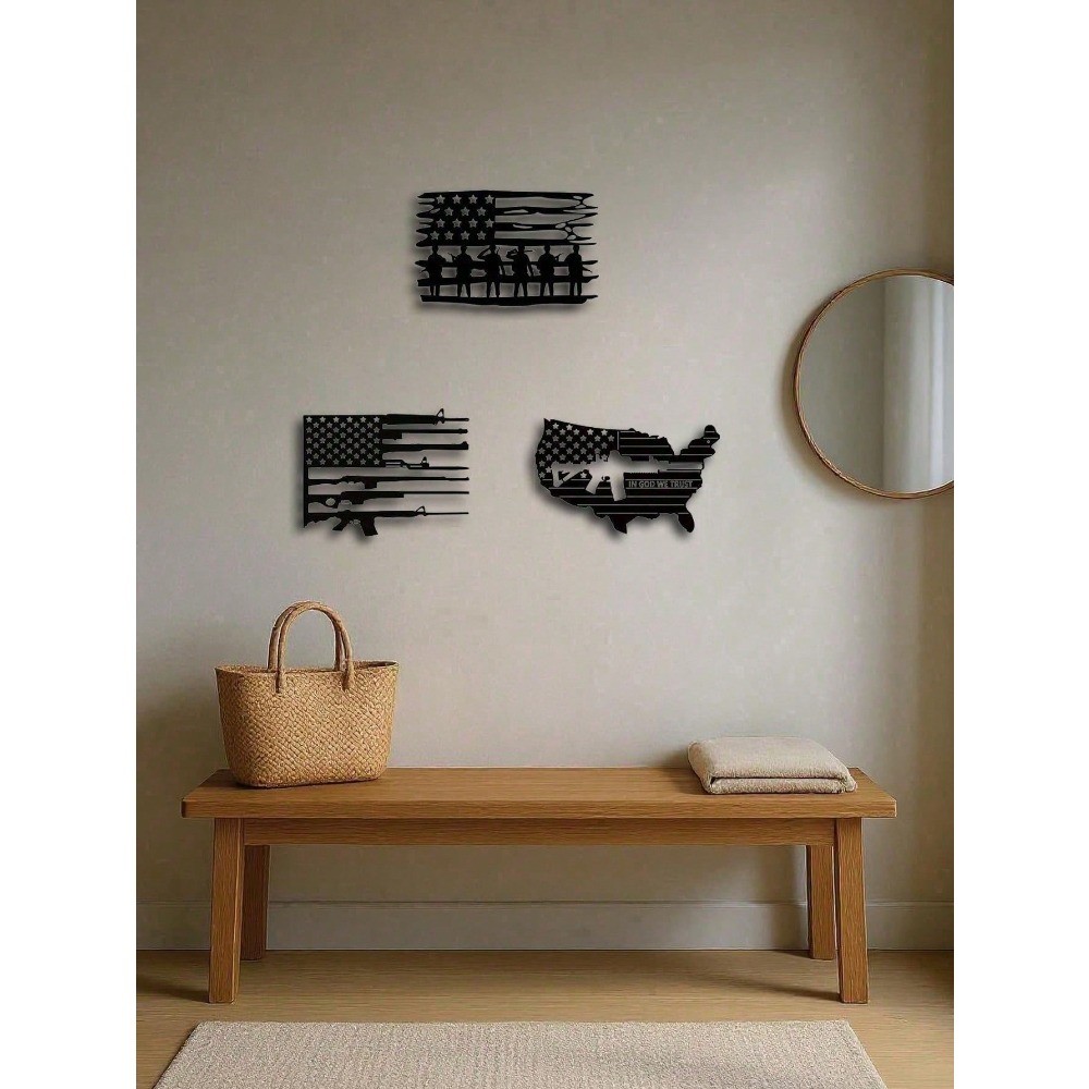 CIFbuy Vintage American Flag Metal Wall Art Decoração Patriótica