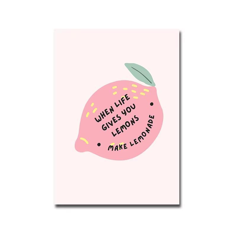 Quadro decorativo Frase divertida Make Lemonade limão fofo