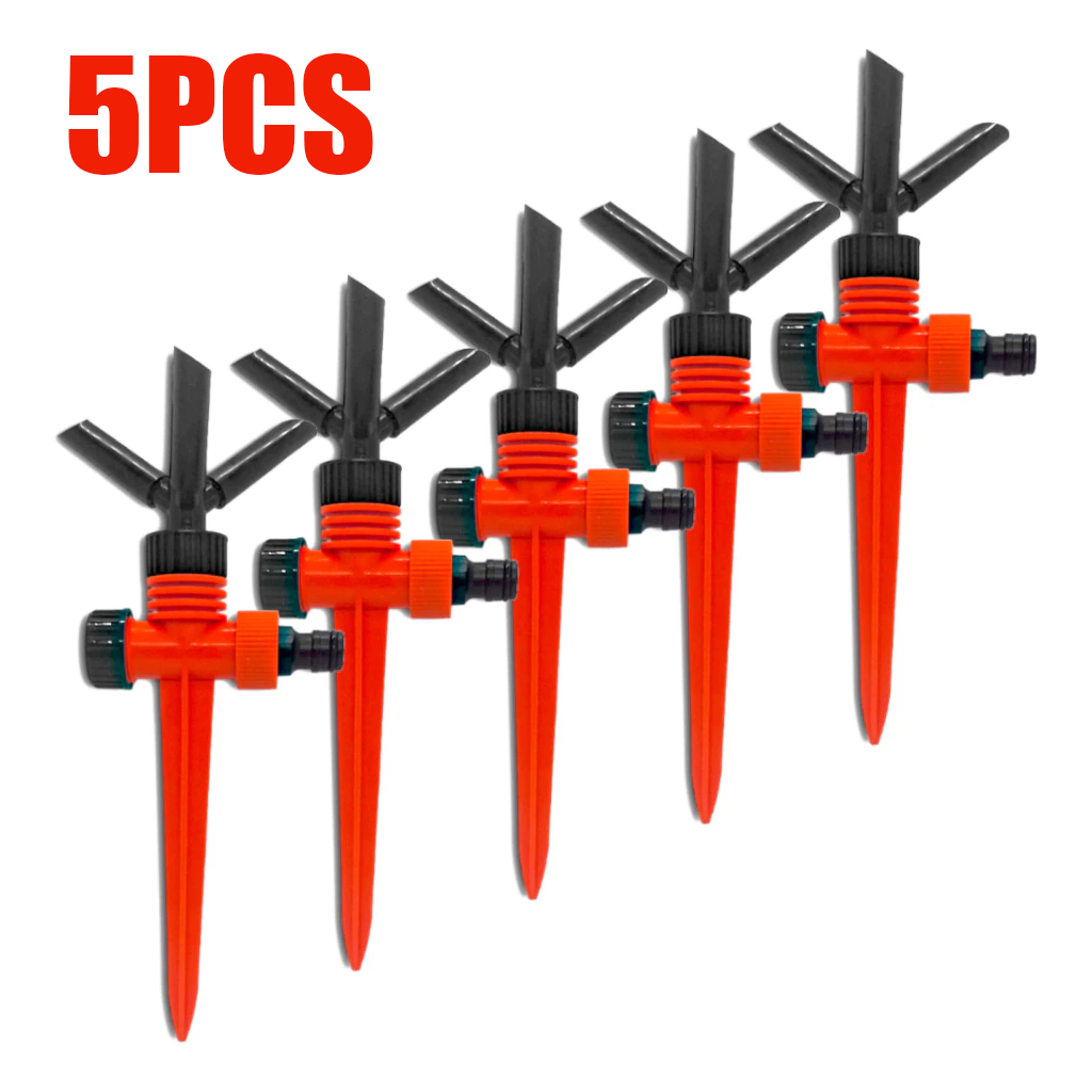 5-Piece Rotating Garden Sprinkler Kit with 3 Jets – Ideal for Watering Lawns, Vegetable Gardens and Gardens with Ease