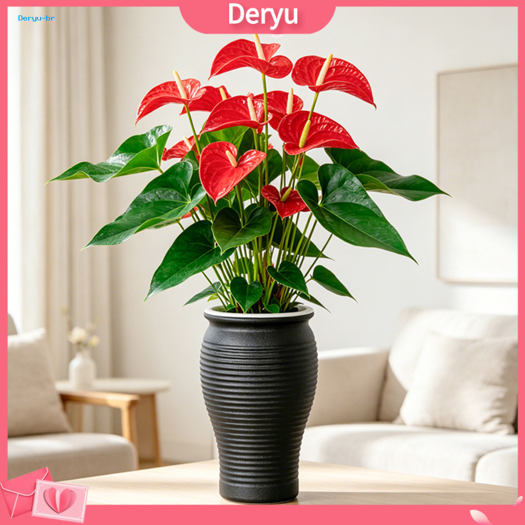 Self Watering Pot Modern Plant for Indoor Outdoor Ribbed Flower Planter with Removable and Wicking Rope – Easy Care fo