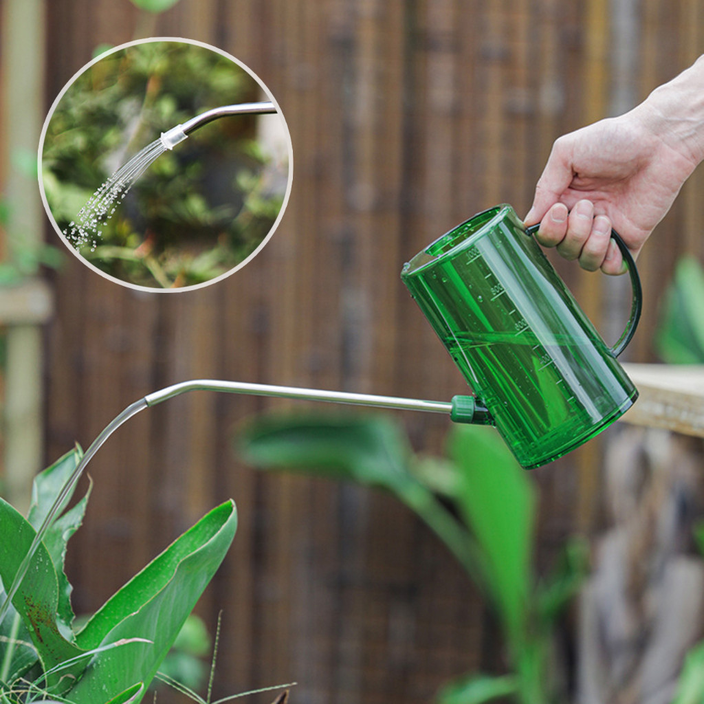 Indoor Watering with Arc Handles Easy Grip for Gardening 1.5l Stainless Steel Long Spout Translucent Handheld Sprayer fo
