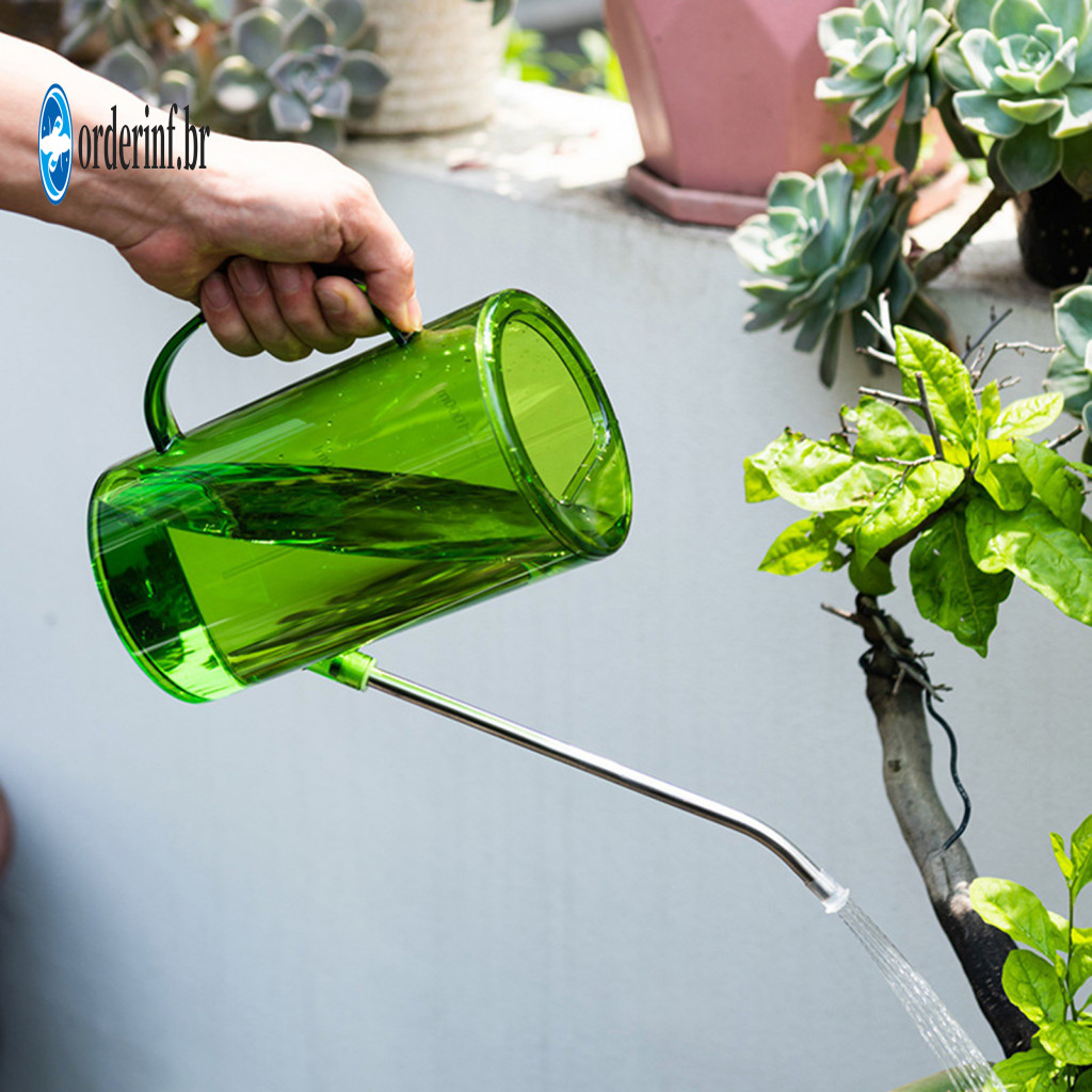 Ergonomic Handle Watering Indoor Plant Long Spout 1l/1.5l with Measurement Scales Transparent Garden Pot for Outdoor Pla