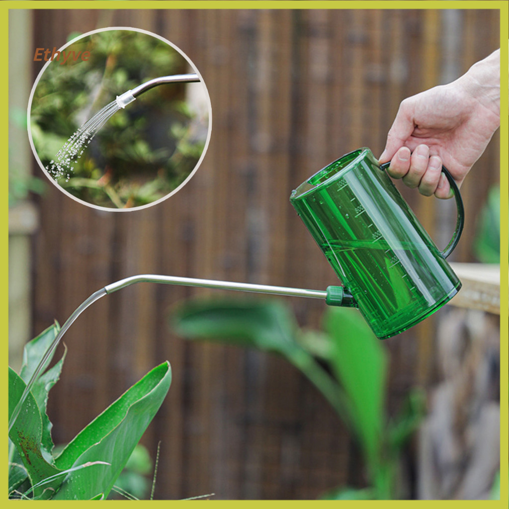 Garden Watering with Stainless Steel Spout Plant Precise Water Control 1.5l Long Translucent Handheld Sprayer for Indoor