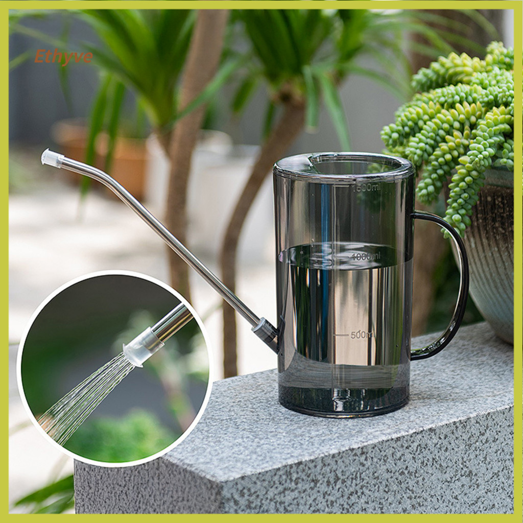 Arc-shaped Handle Watering Translucent with Scales Long Spout 1l/1.5l Measurement Transparent Garden Pot for Indoor Outd