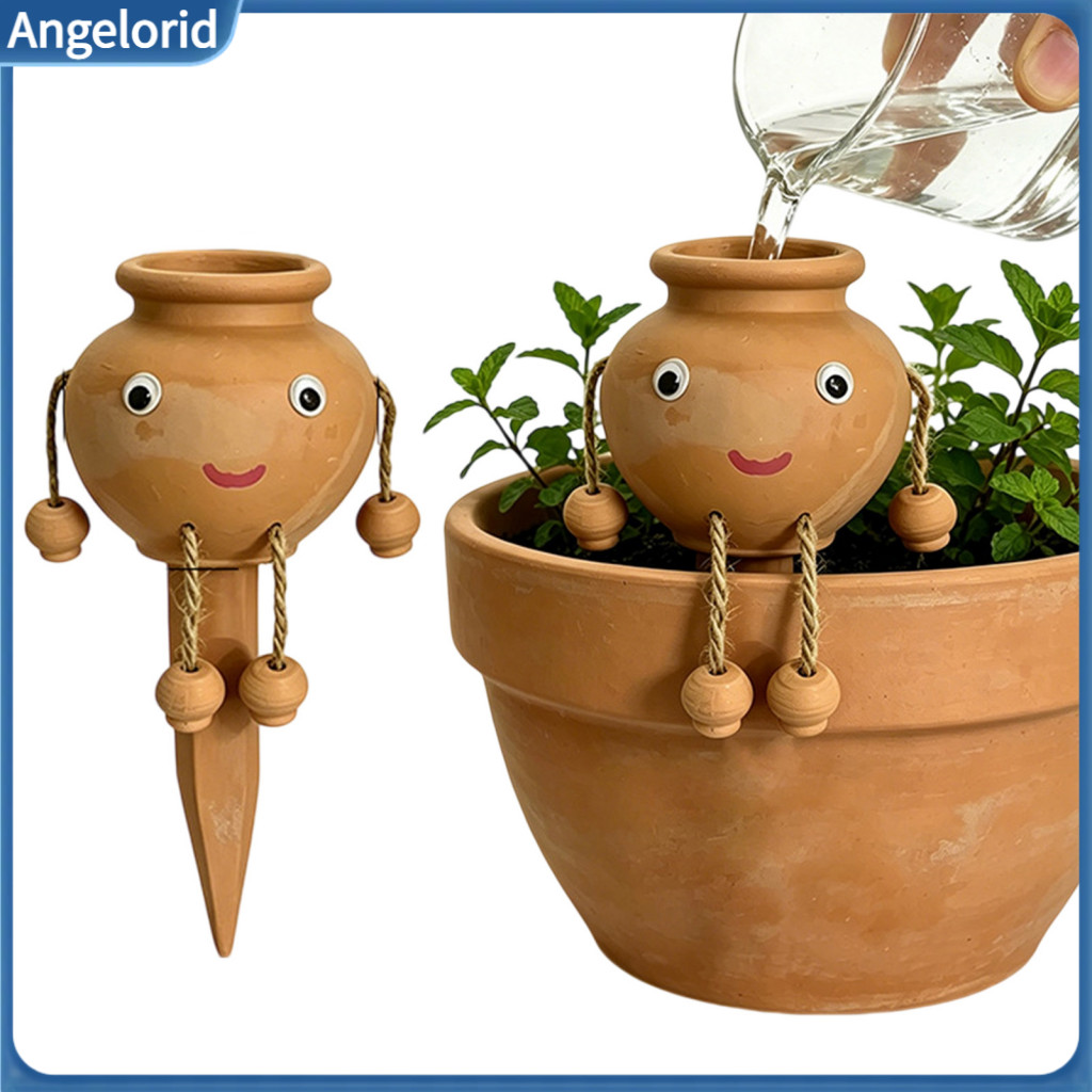 Self Watering Spikes for Potted Plants Breathable Terracotta Plant Waterer Spike for – Cute Face Self-watering Clay Dr
