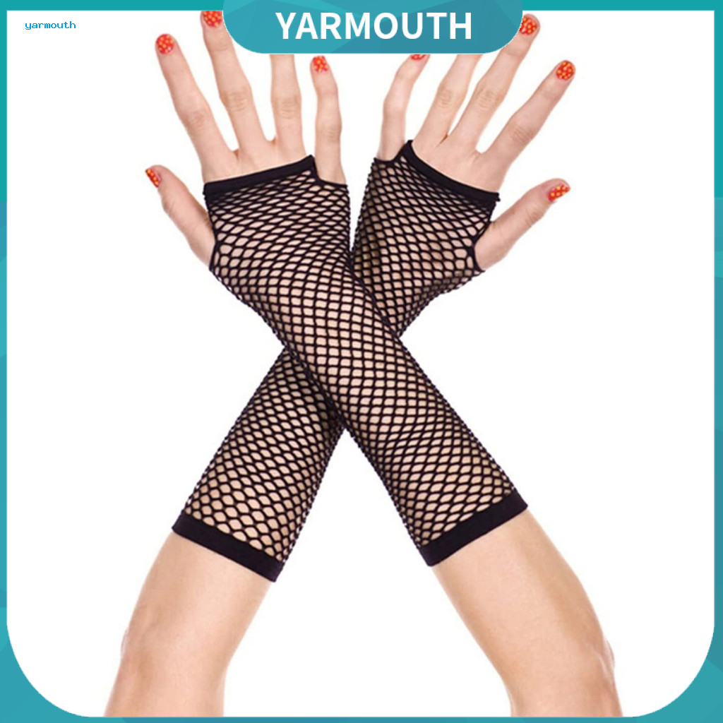 Punk Style Gloves Urban Street 1 Pair Fingerless Fishnet Hollow Out Thin See-through High Elasticity Performance for Cos